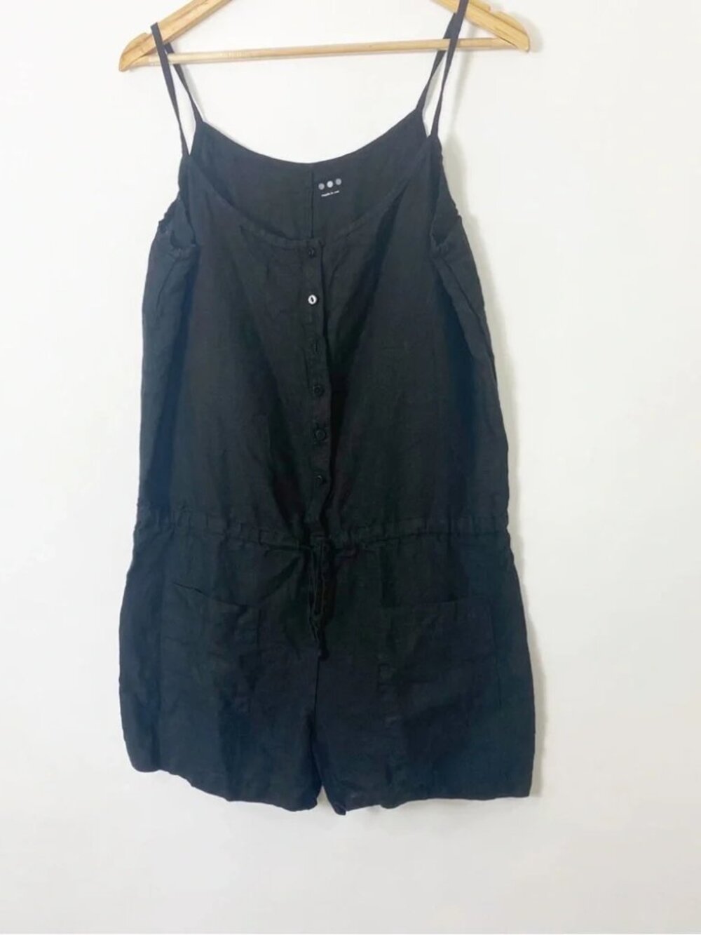 Three Dots Black Button-Up RomperCute Stylish Casual Comfy